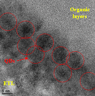 Figure 4. A formation of QDs in LEDs (Inset : whole device image)